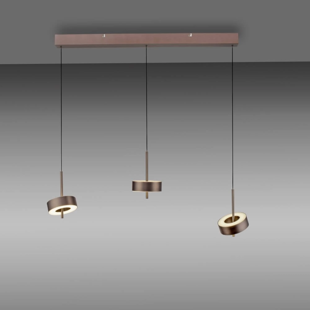 3-light pendant lamp Q-Rotate Brown Modern Paul Neuhaus 4012248383155