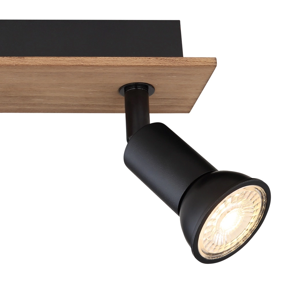 Plafondspot Drew zwart met hout 3-lichts Globo 9007371433780