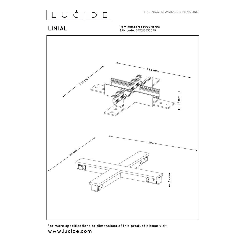X-connector 1-fase Linial mat zwart chroom Premium by Lucide 5411212552679