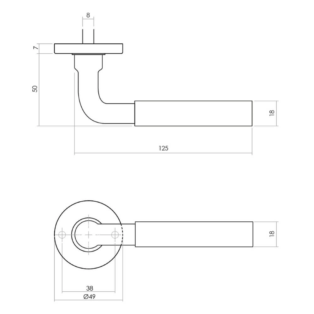 Deurklink Palma op rozet messing getrommeld Intersteel 8714186485736
