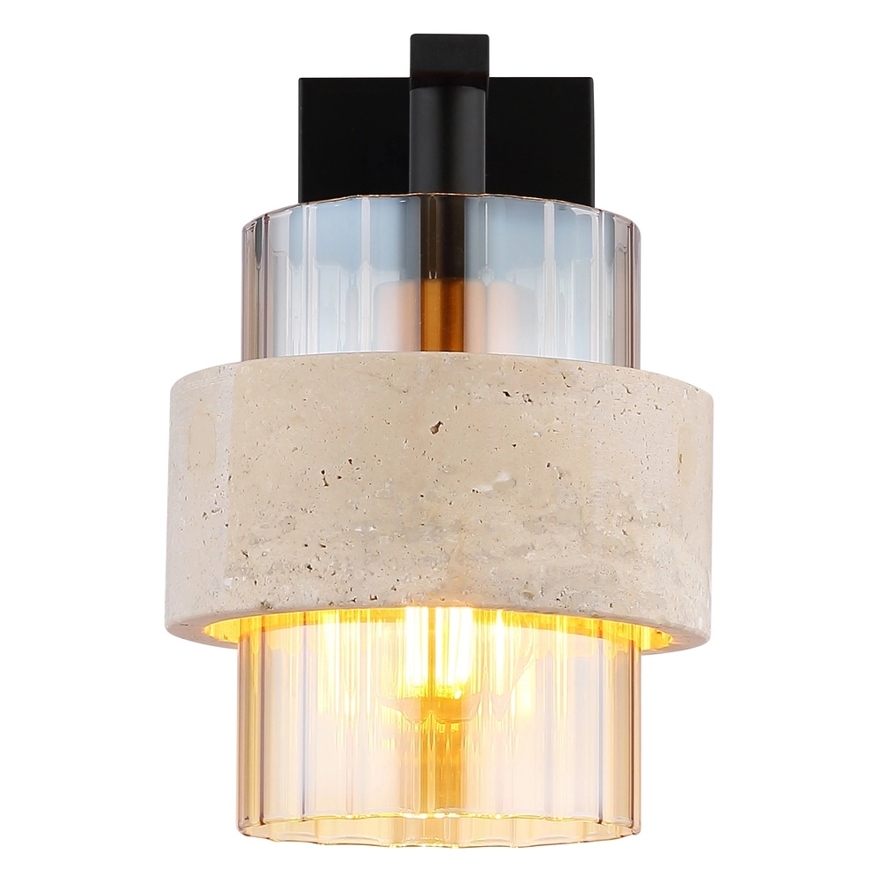 Wandlamp Daren zwart met marmer Globo 9007371589661