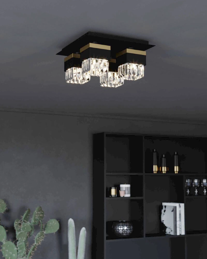 Design plafondlamp Barrancas zwart met goud Eglo 9008606242764