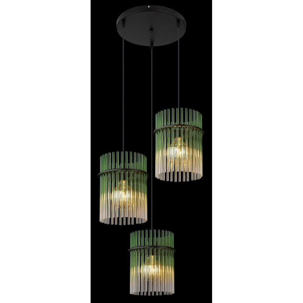 Zwarte hanglamp Gorley met groen glas Ø 47cm Globo 9007371462988