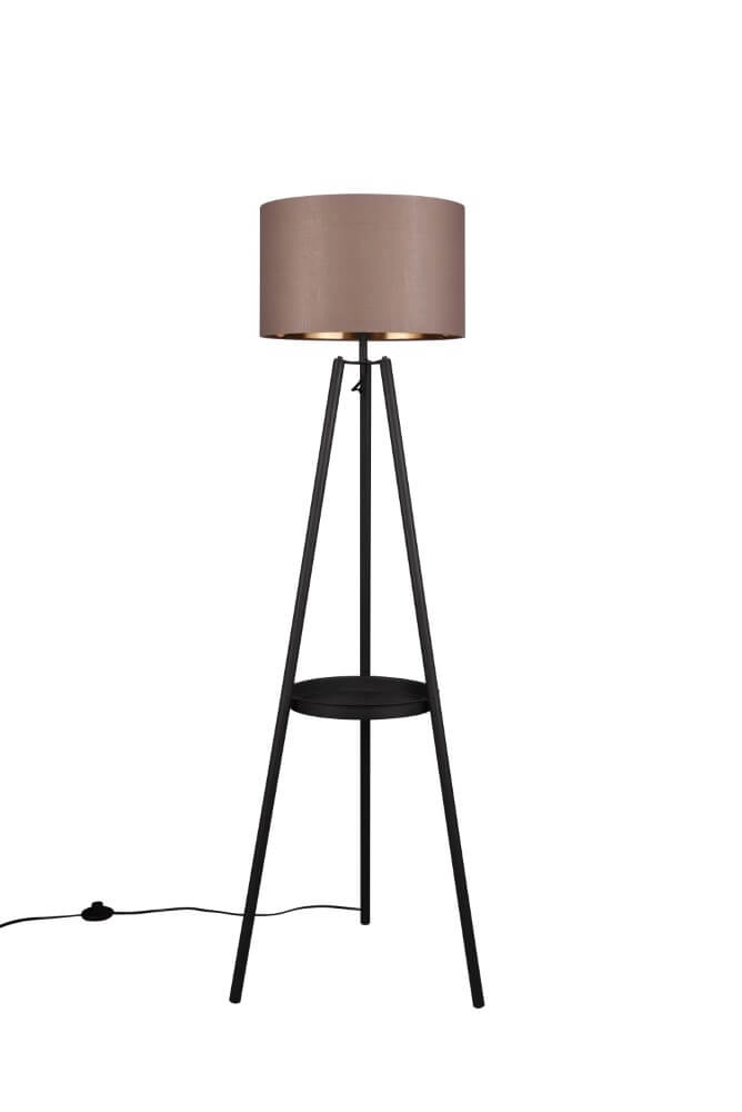 Staande vloerlamp Colette zwart met taupe kap
