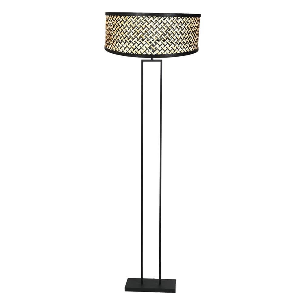 Vloerlamp 160cm Stang zwart met bamboe kap