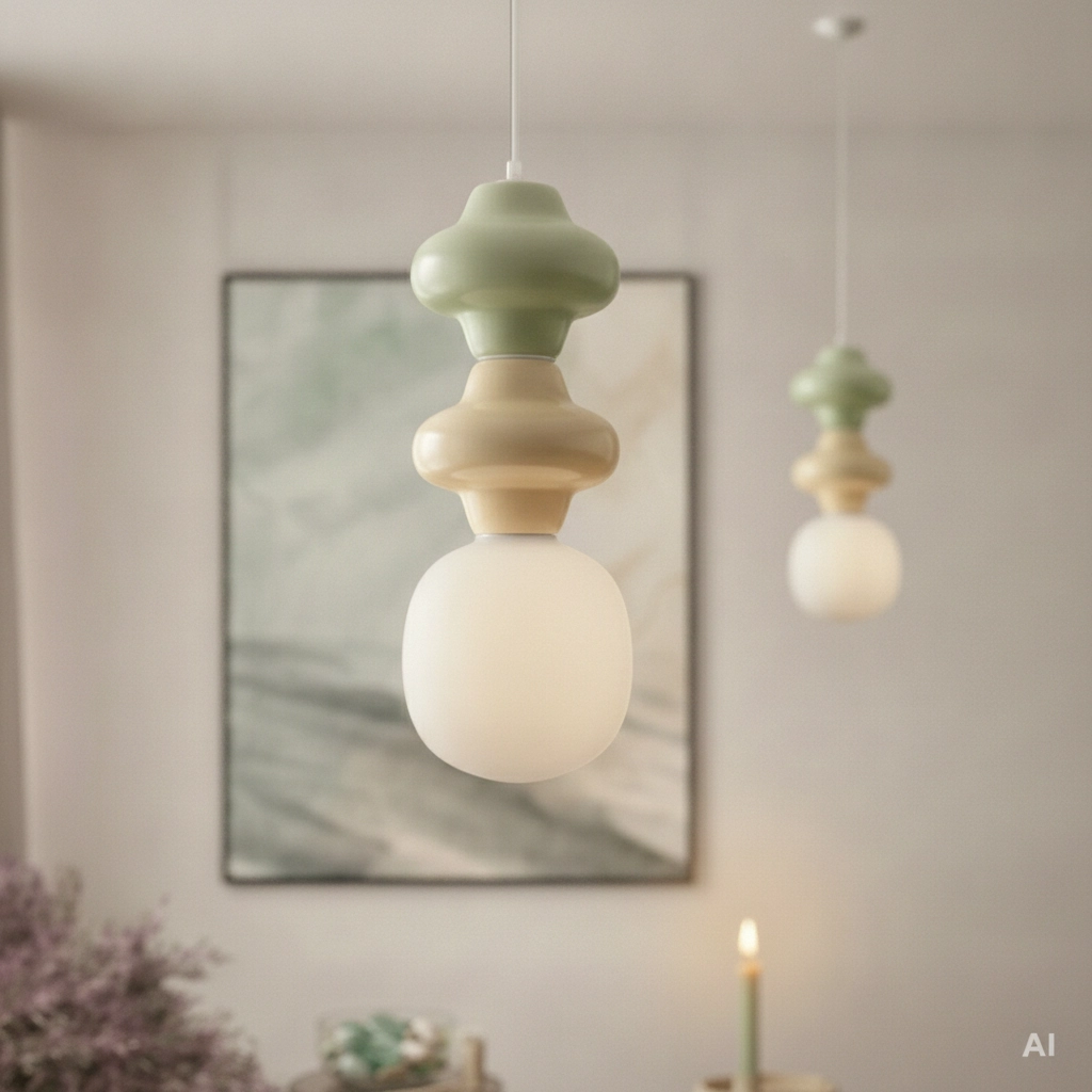 Hanglamp Clio M groen en geel keramiek
