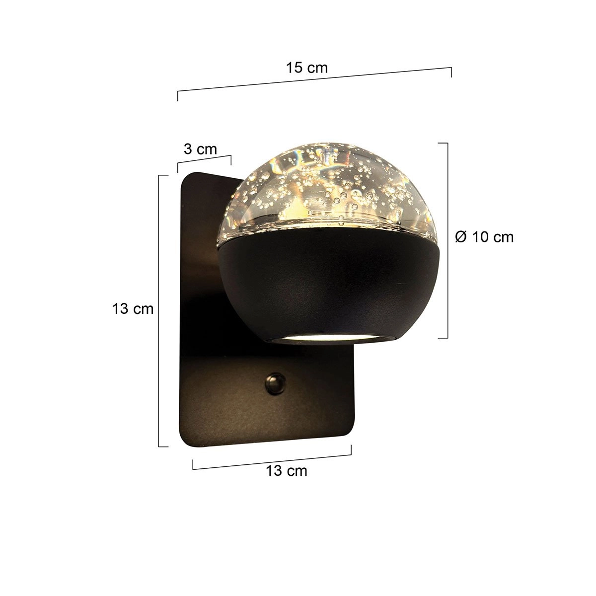 Led wandlamp Belluno zwart met glas - dimbaar Steinhauer 8712746183948