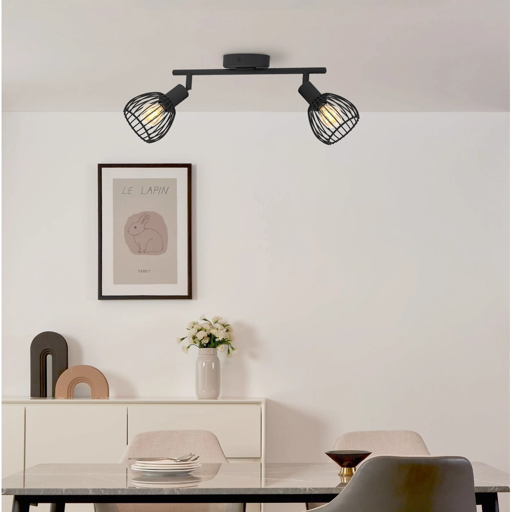 2-lichts draadlamp spotje Sonnino zwart - E14 Eglo 9008606306039