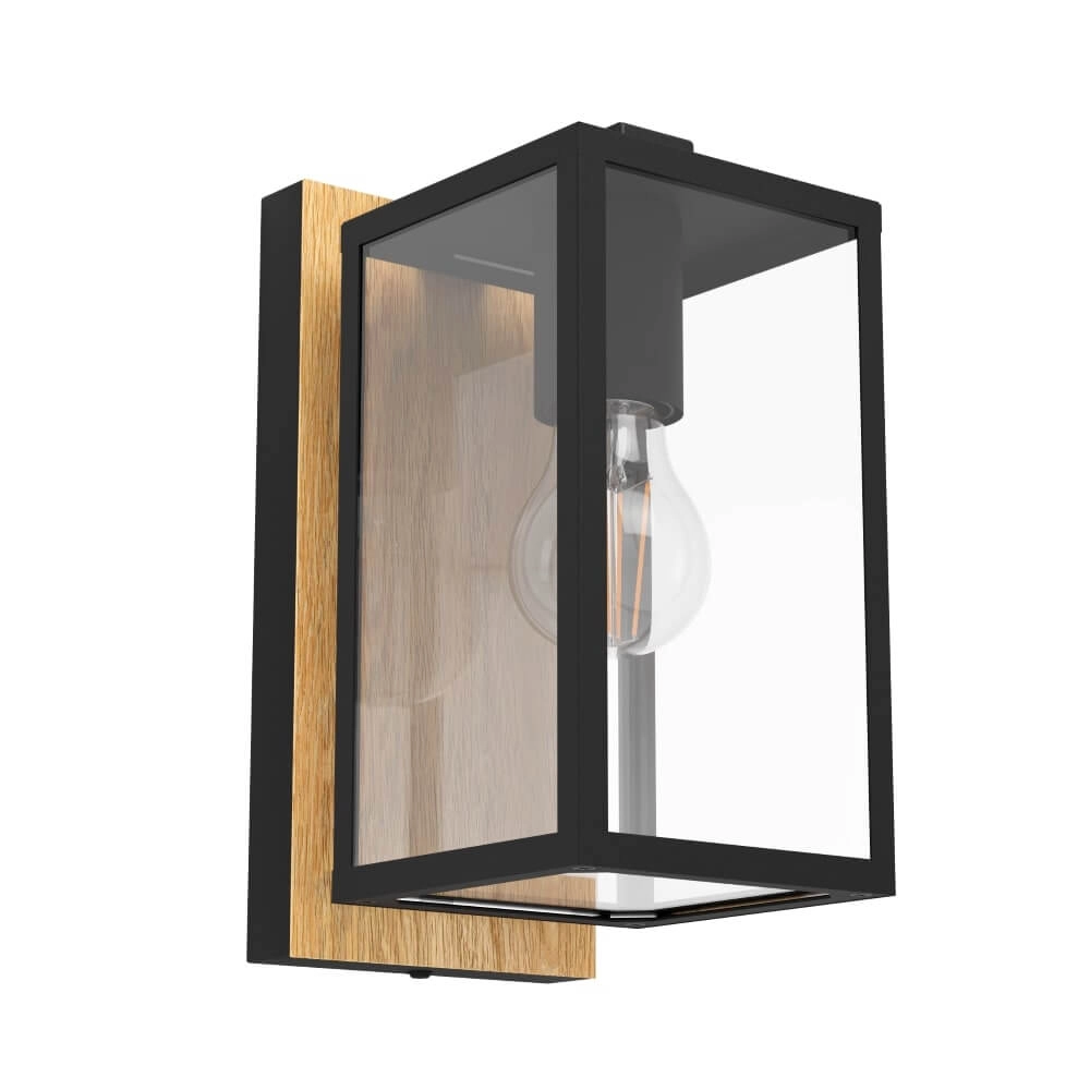 Buitenlamp Budrone Zwart met hout
