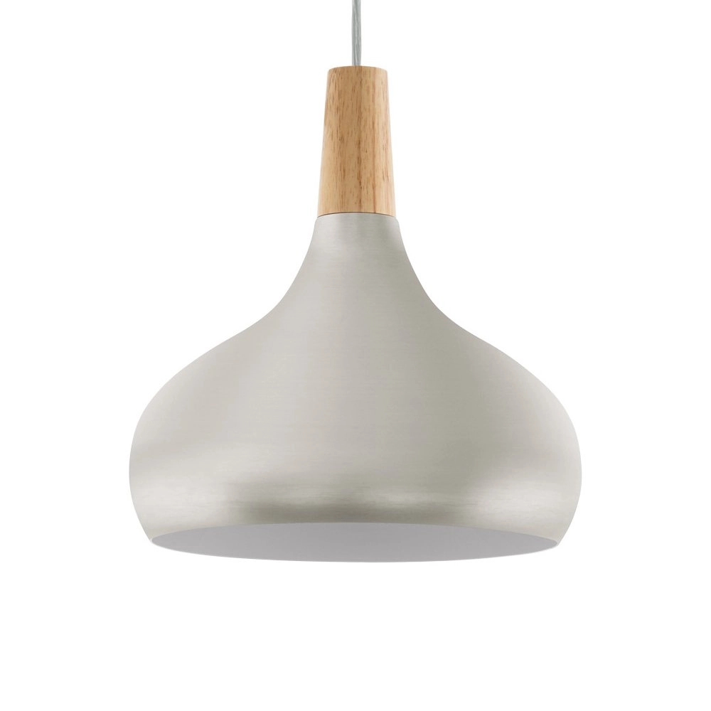 Moderne hanglamp Sabinar 28cm RVS met houtbruin