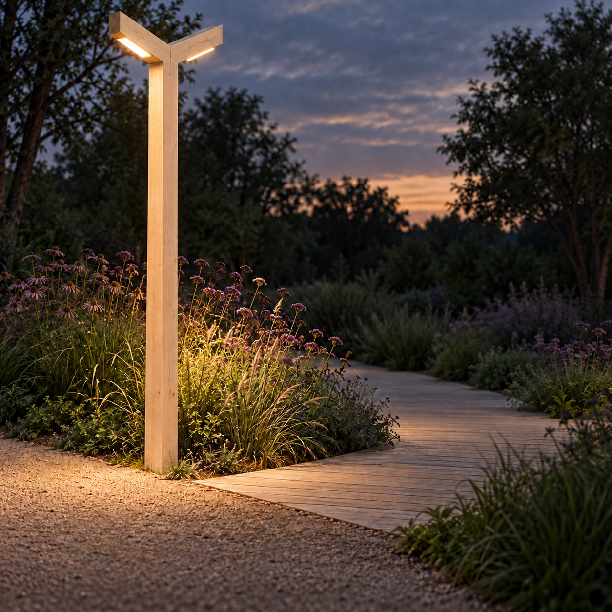 Dubbele houten straatlamp Stelle Accoya - 4M - PH07 - 3000K