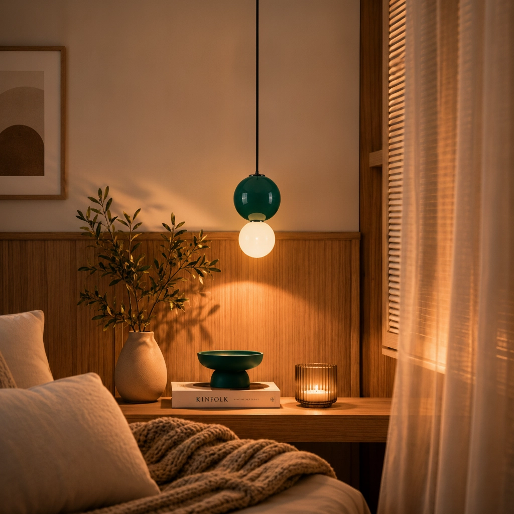 Hanglamp Noesis Ø 15cm groen met wit
