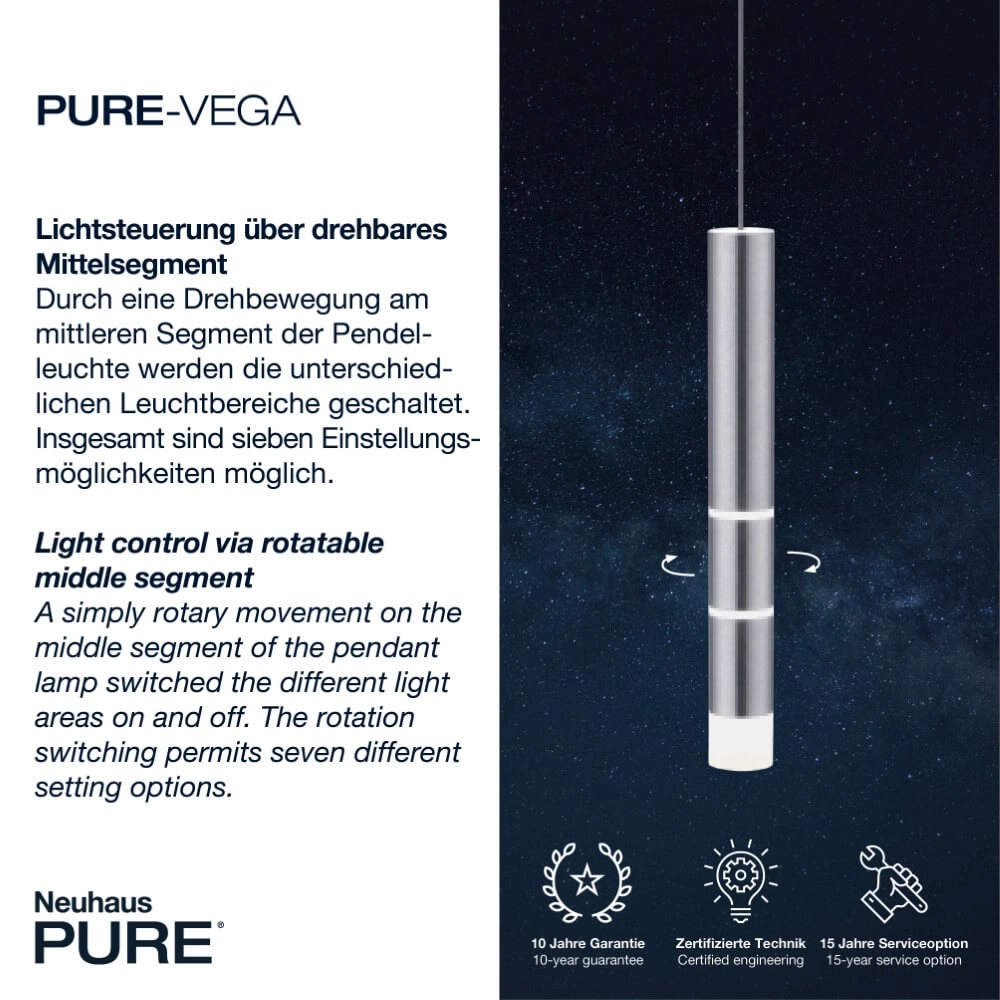 Aluminium hanglamp Pure Vega 3000K Paul Neuhaus 4012248357538