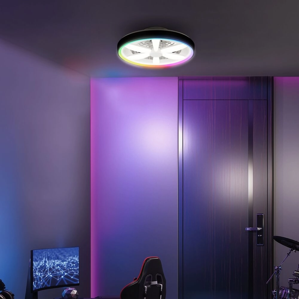 Zwarte plafondventilator Gaiano met RGB lamp Brilliant 4004353455711
