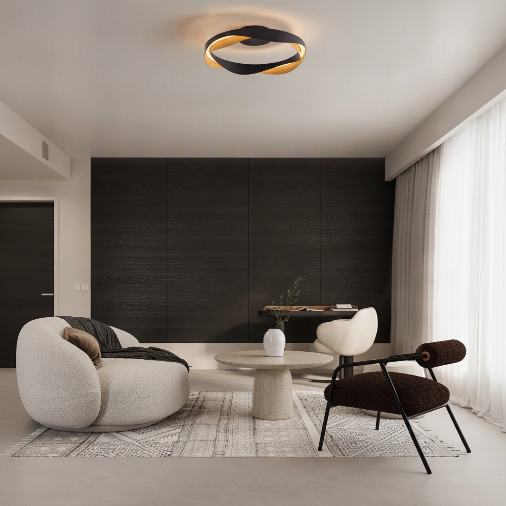 Plafondlamp Radon Ø 45cm zwart met goud