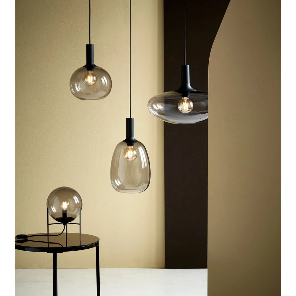 Glazen tafellamp Alton zwart met smoke glas Nordlux 5701581452886