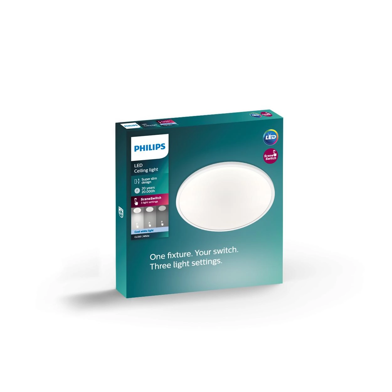 Plafondlamp Super Slim 4000K wit Philips 8718699681074