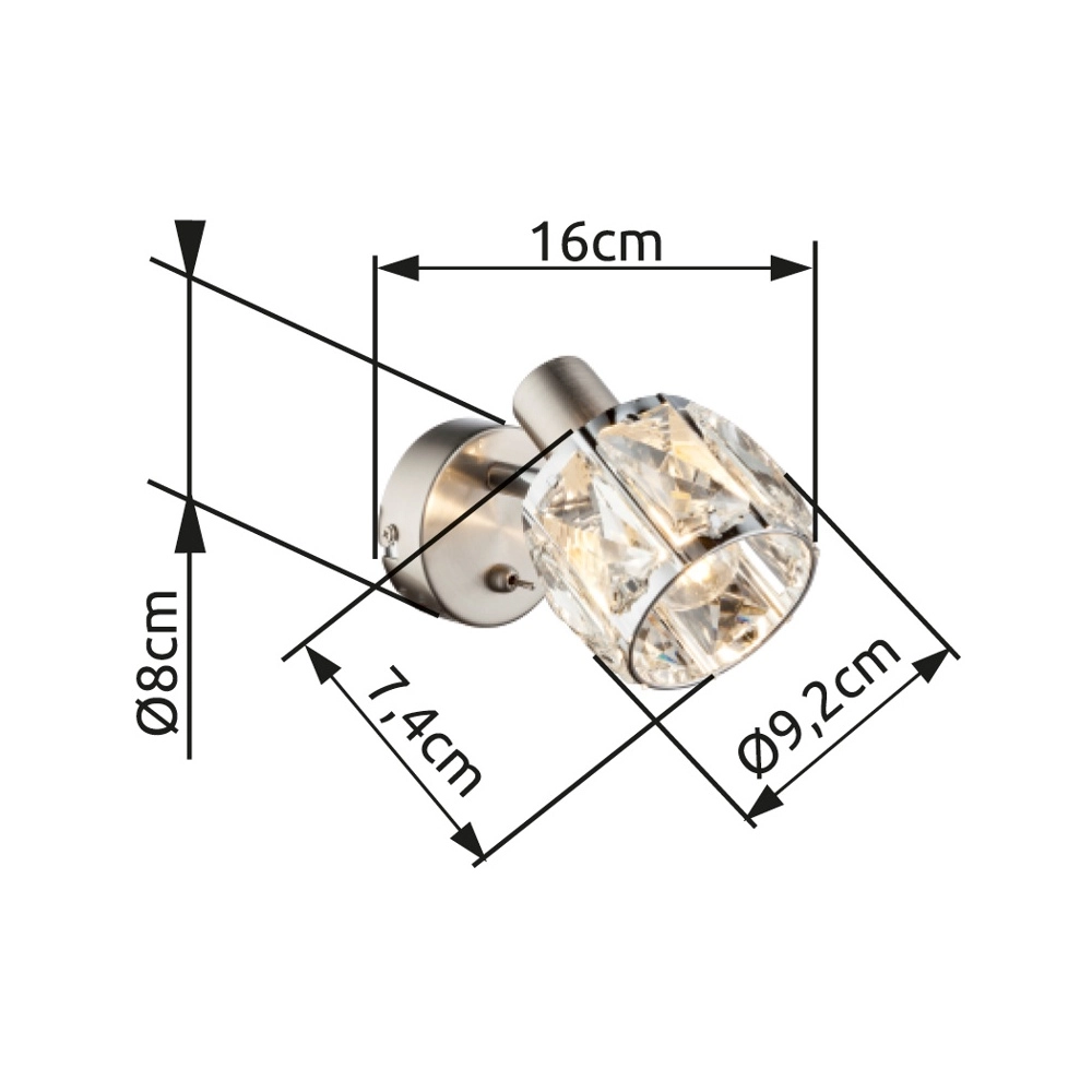 Wandlamp Kris nikkel Globo 9007371357253