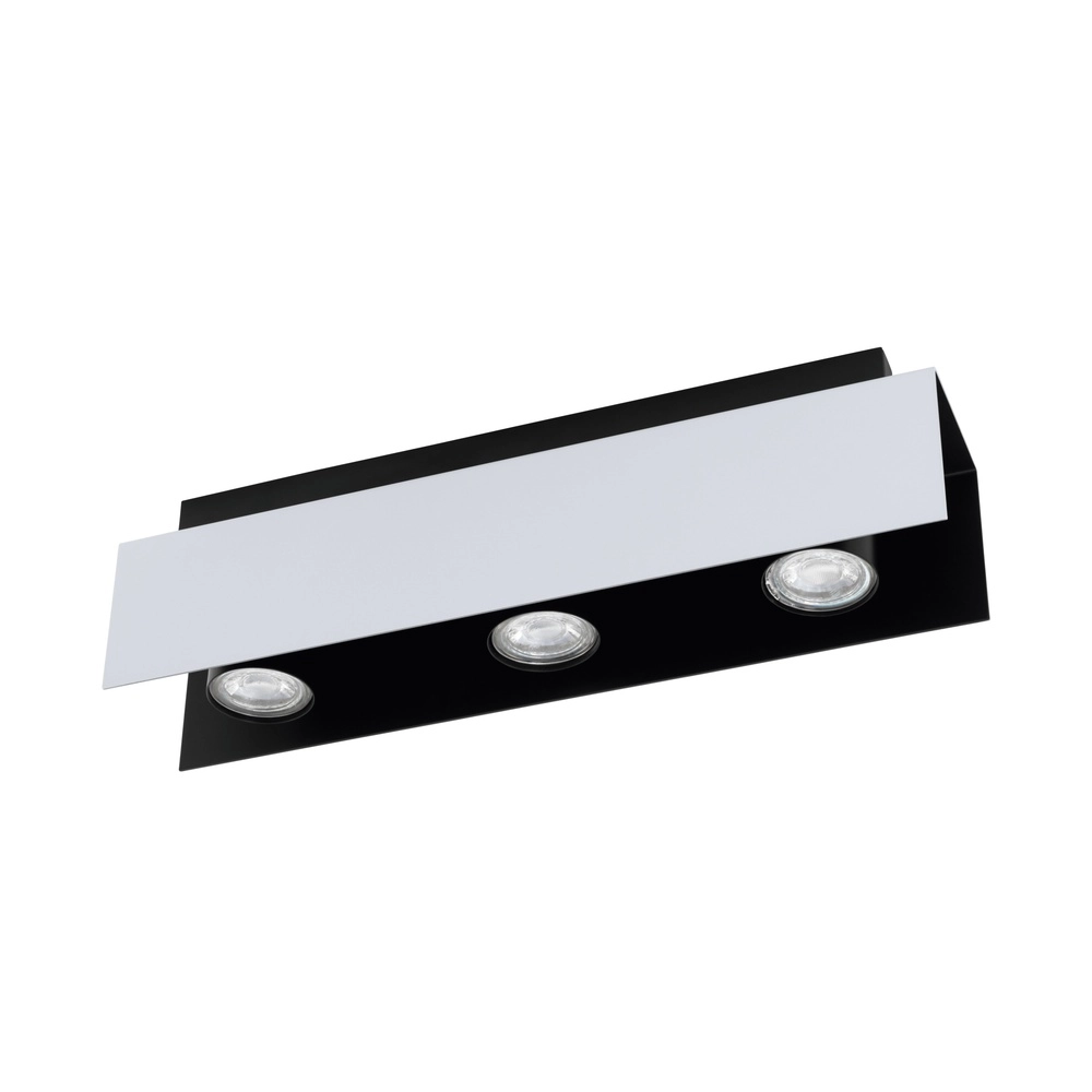 Plafondlamp Viserba 3-lichts wit en zwart
