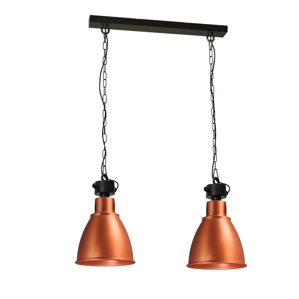 Eetkamerlamp Industria 2x27 Bud roodkoper met zwart