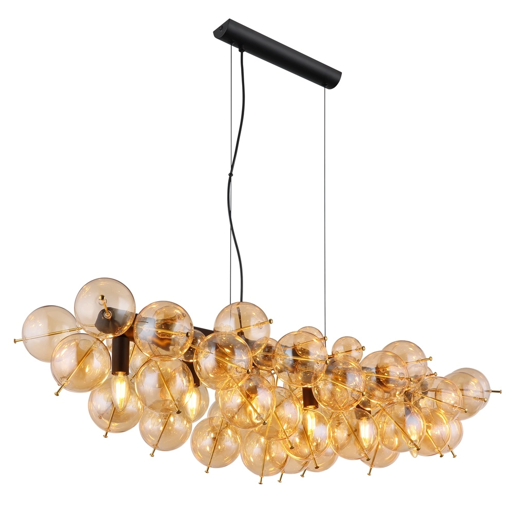 Unieke hanglamp Udo amber glas 100cm