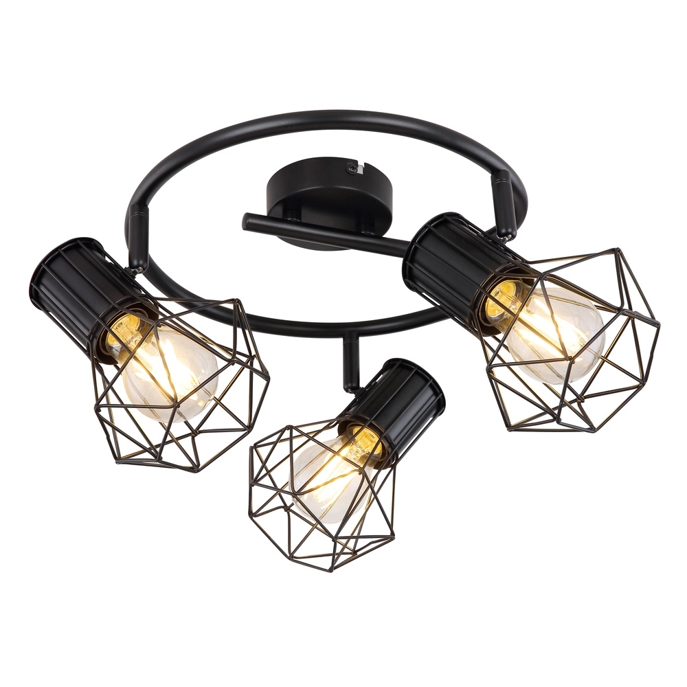Ronde plafondlamp Priska 3-lichts zwart