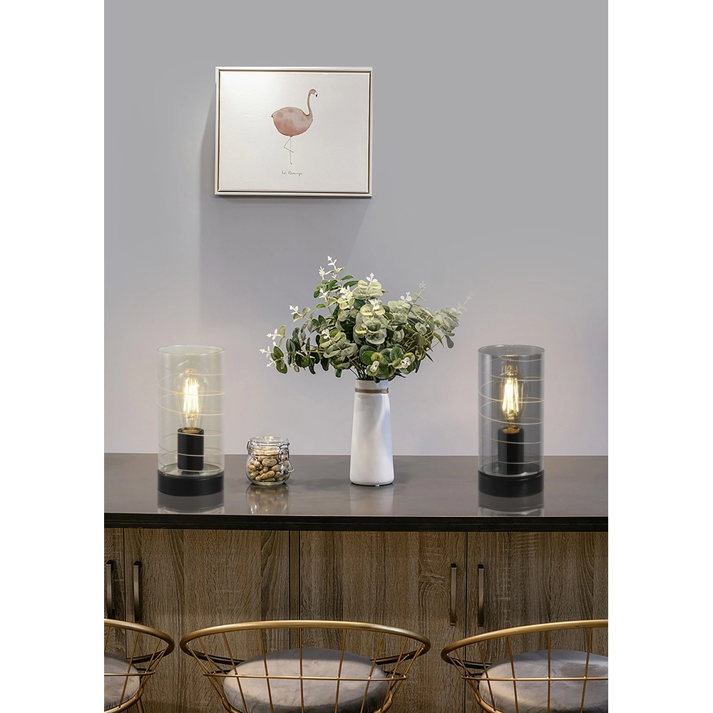 Tafellamp Broughton smoke glas Searchlight 5053423300870