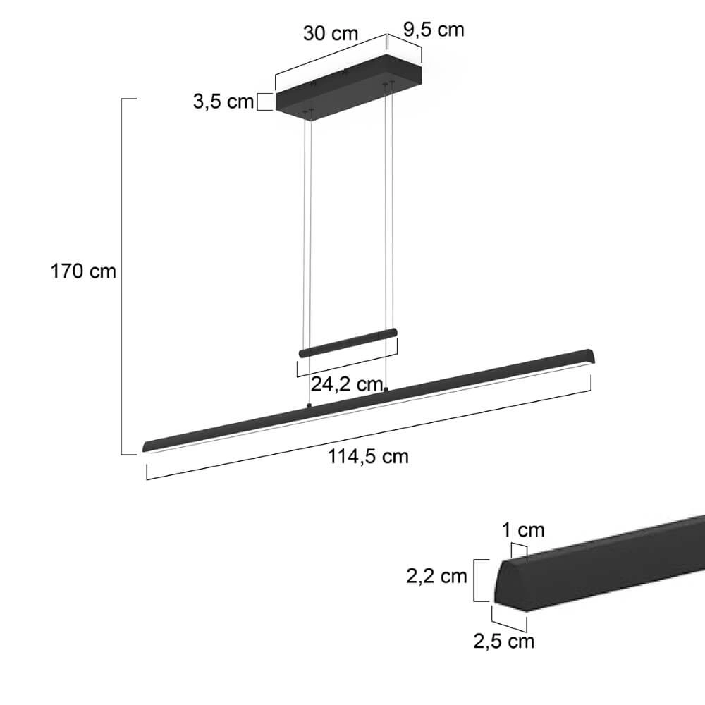 Zwarte hanglamp Profilo in hoogte verstelbaar Steinhauer 8712746151367