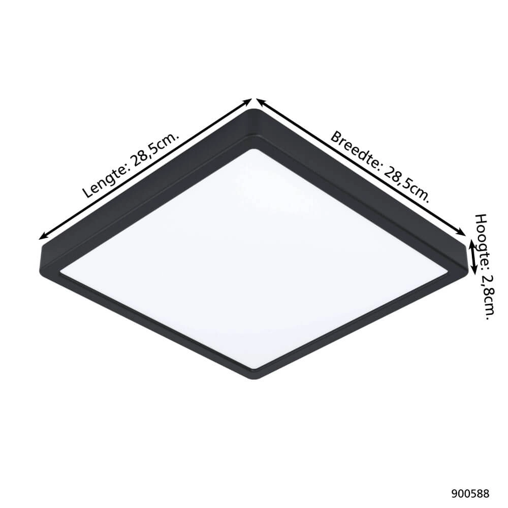 Zwarte plafonnière Fueva 5 28,5 bij 28,5cm Eglo 9008606244881