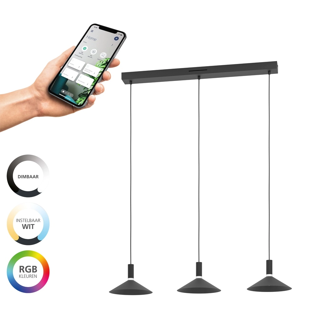 Hanglamp Conomavilla-Z smart zwart 3-lichts Eglo 9008606360604