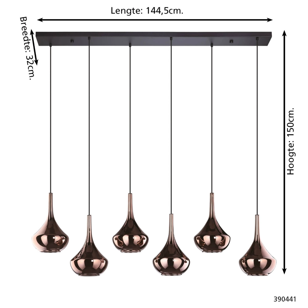 Design hanglamp Almoster recht 6-lichts Stars of Light 9008606354078