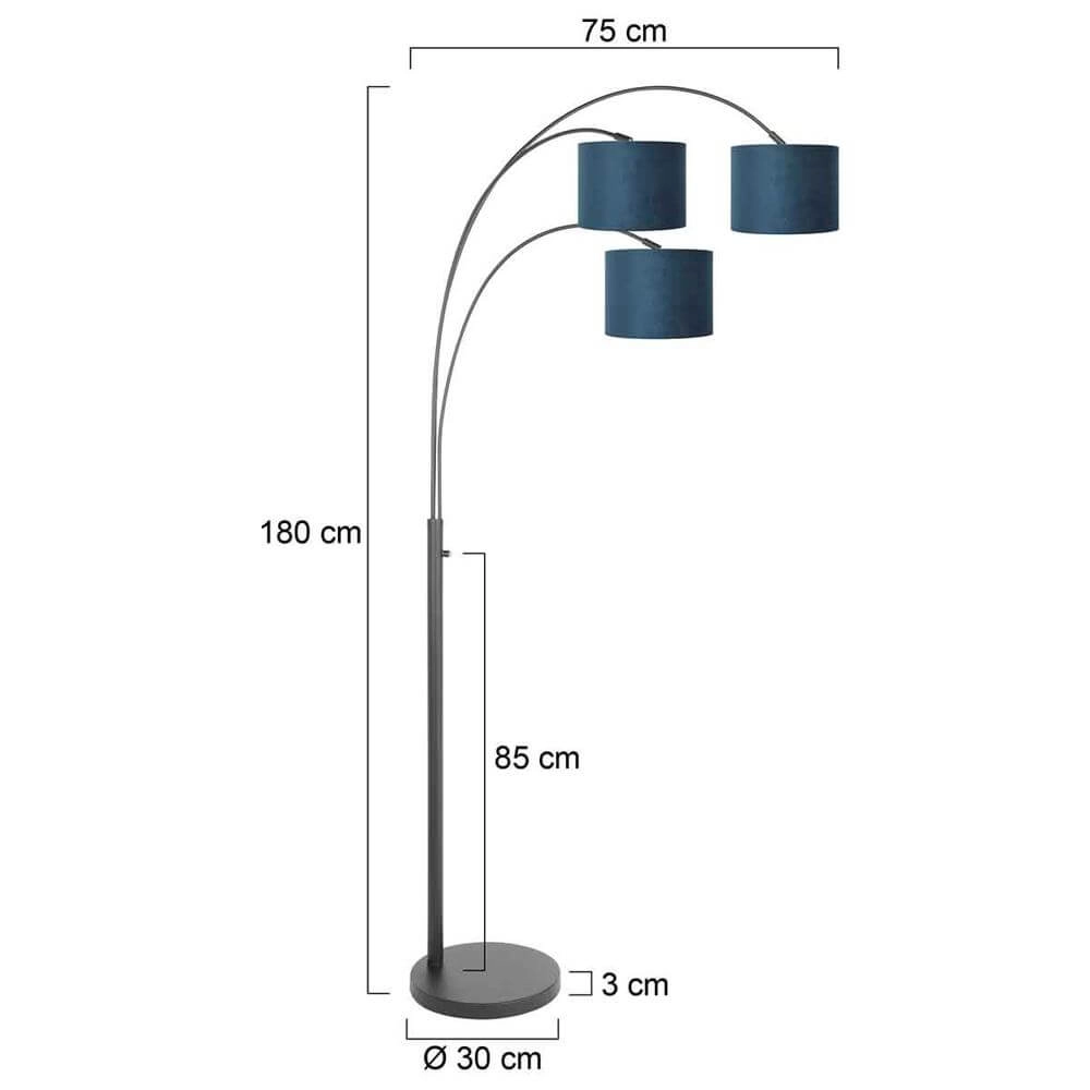 Vloerlamp Sparkled Light zwart met blauwe kappen Steinhauer 8712746173628