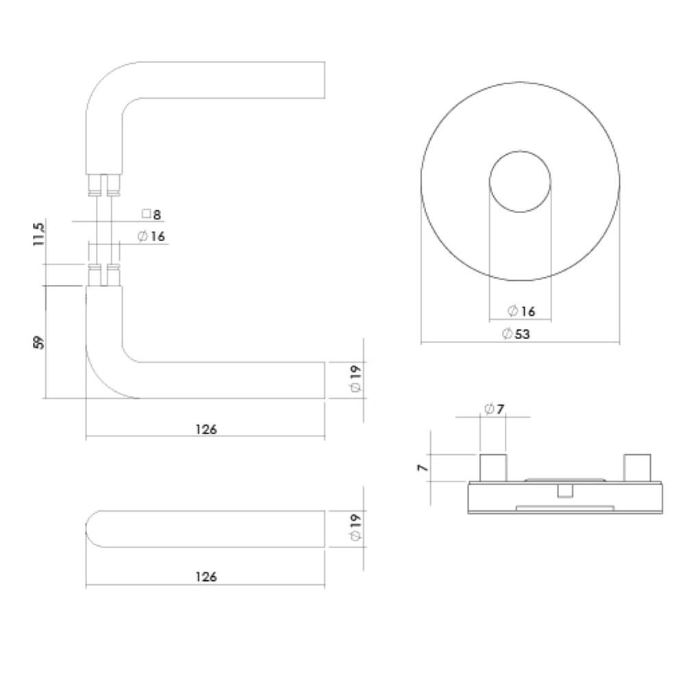 Achterdeurbeslag Luzern rond messing Intersteel 8714186697054