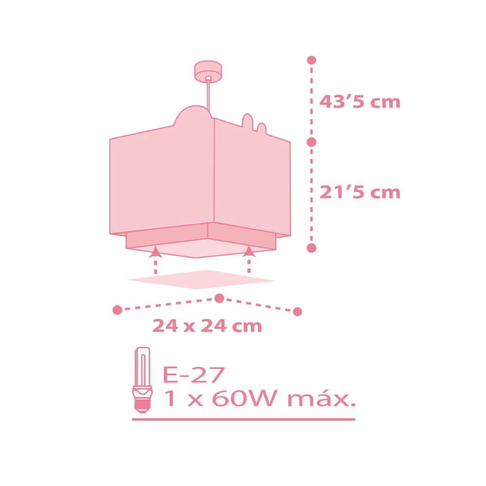 Kinderkamer hanglamp Baby Jungle soft roze met wit Dalber 8420406002835