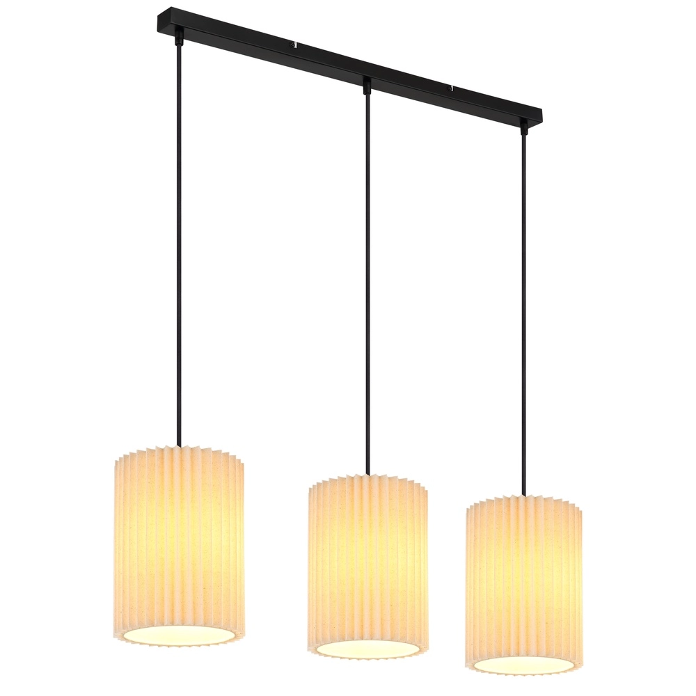 3-lichts hanglamp Page zwart met wit recht