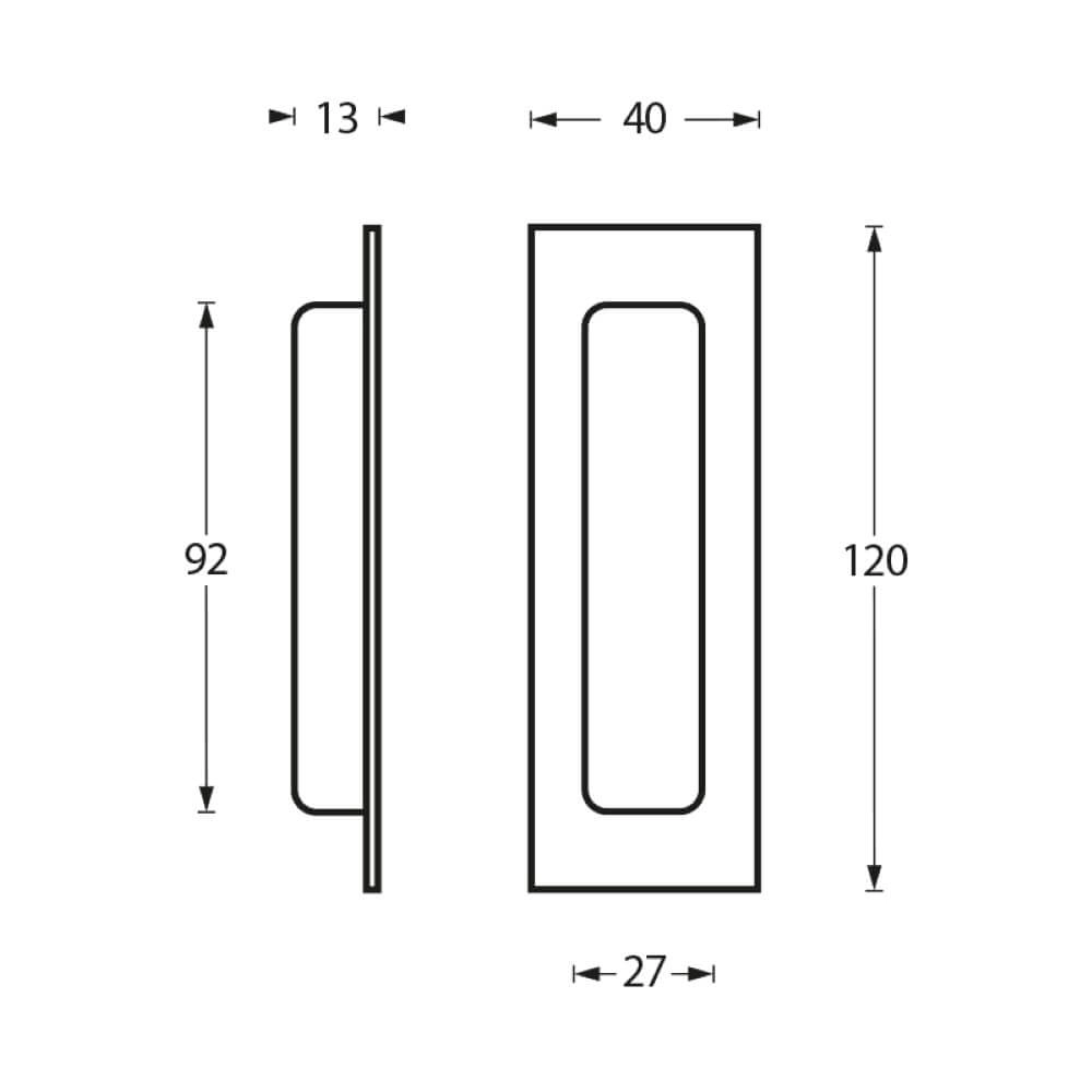 Schuifdeurkom recht Alvro 12x4cm RVS Intersteel 8714186104651