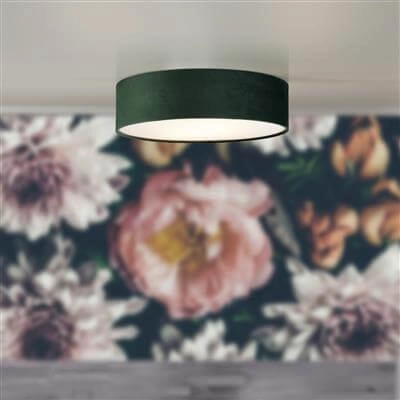 Plafondlamp Drum Pleat 50cm groen velvet Searchlight 5053423187235