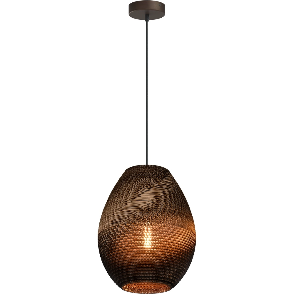 1-lichts hanglamp Carta Pineapple Think-paper cacao Ø 29cm