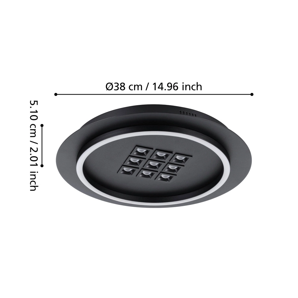 Moderne led plafondlamp Balazote Ø 38cm - zwart Eglo 9008606312702