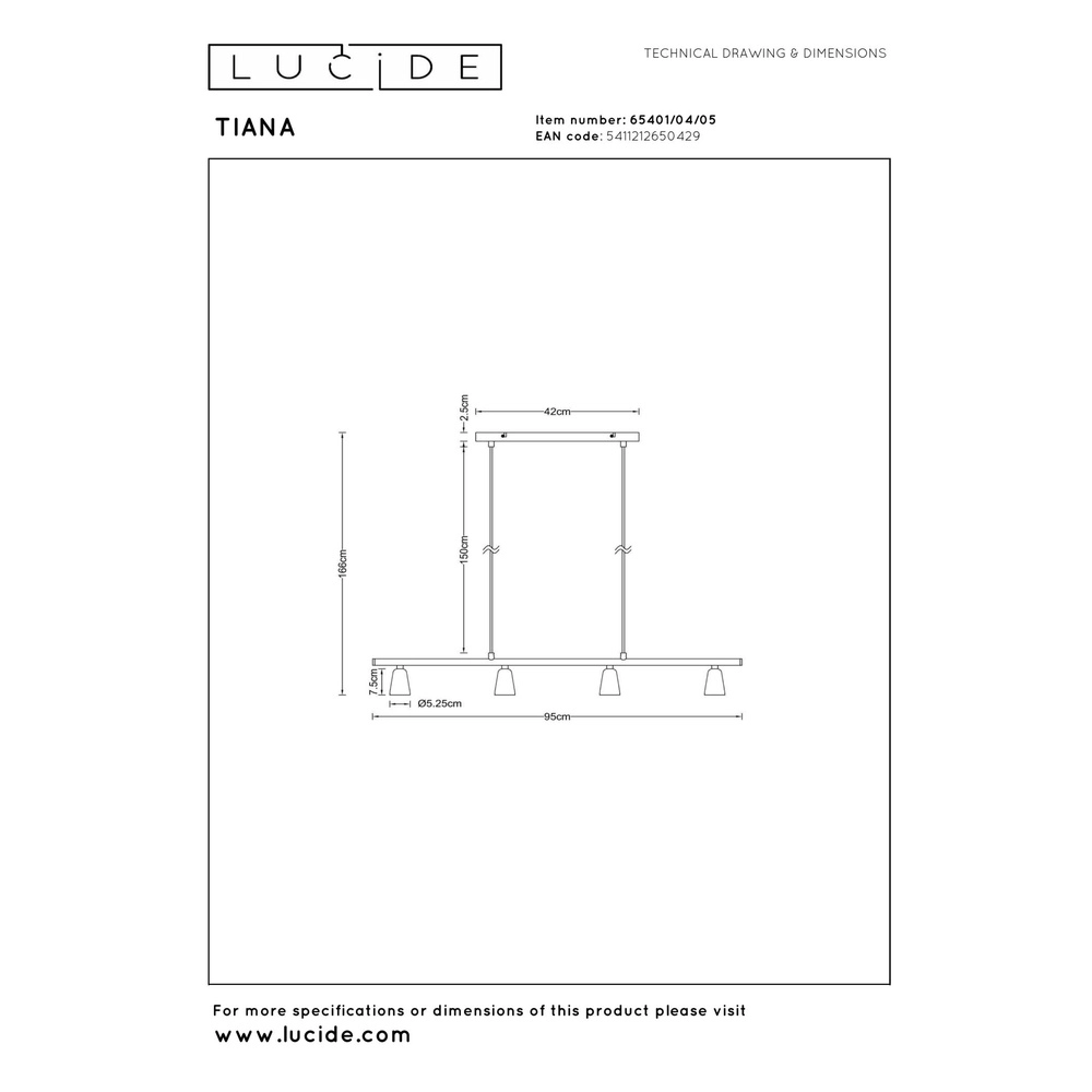 Design hanglamp Tiana champagne Lucide 5411212650429
