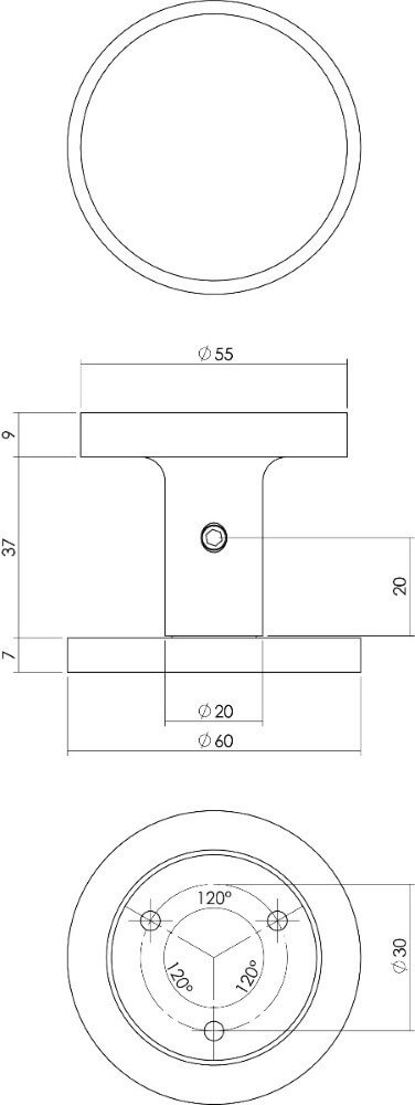 Zwarte voordeurknop Castor eenzijdige montage Intersteel 8714186492048