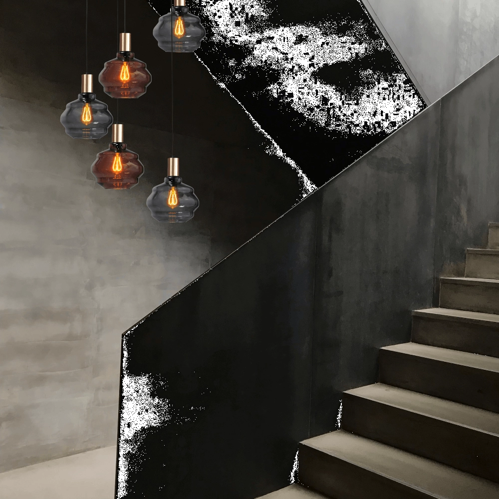 5-lichts vide hanglamp - goud - Porto met Ball glazen Masterlight 8718121271262