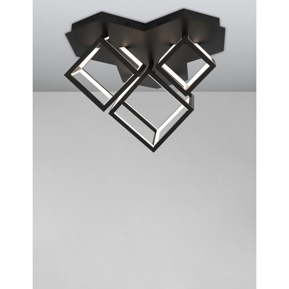 Vierkante plafondlamp Gabbia zwart