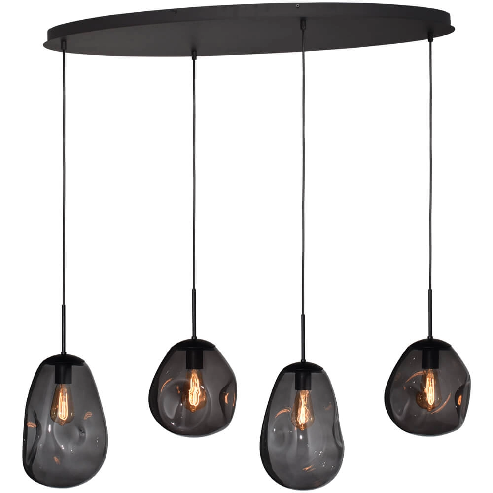 Hanglamp Lava Oval 4x smoke glas