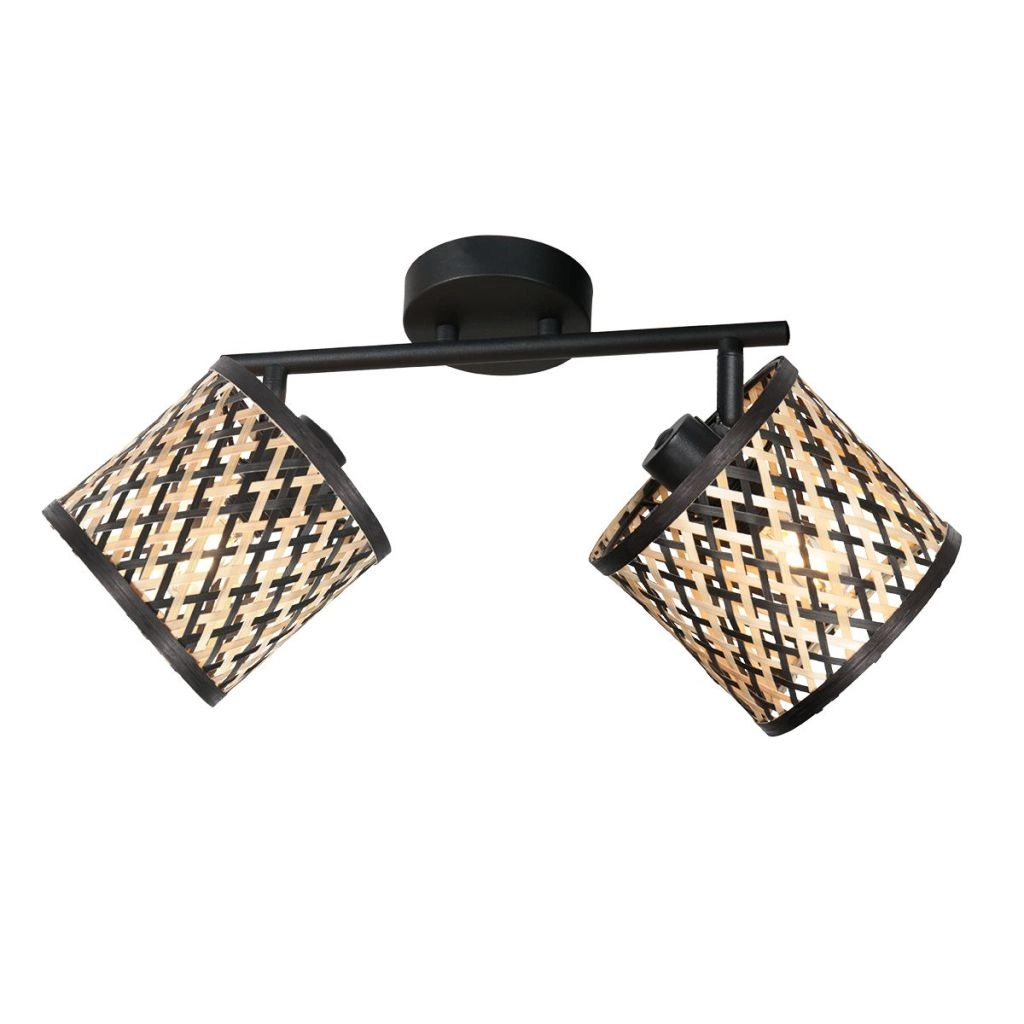 Plafondlamp 2-lichts Sumba met bamboe kappen Ø12cm Steinhauer 8712746182828