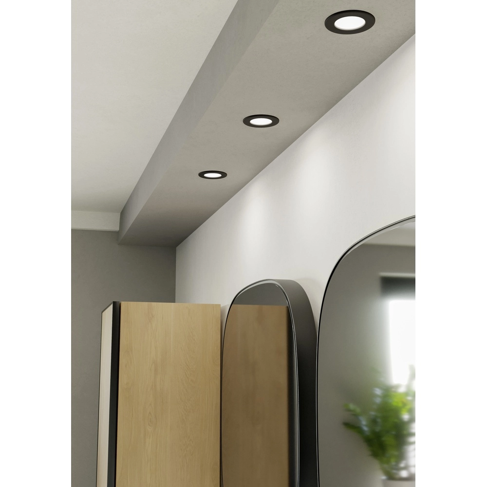 IP44 inbouwspot Fueva 6 rond - zwart - Ø 8,8cm Eglo 9008606330904