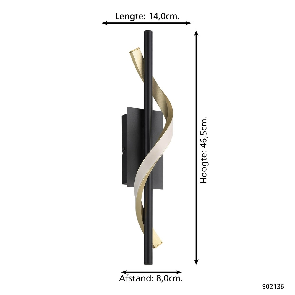 Wandlamp Conaprato zwart met goud Eglo 9008606357369