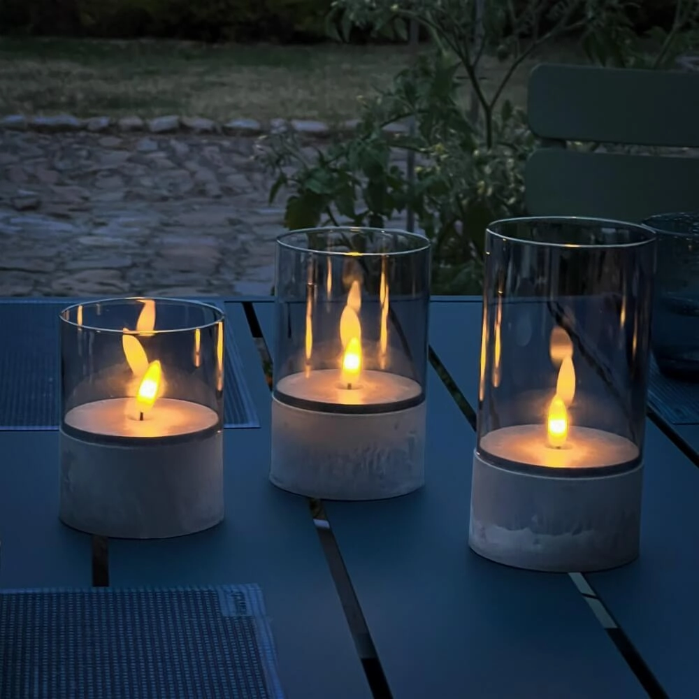 Set van 3 tafellampjes Bougie smoke glas Brilliant 4004353428326