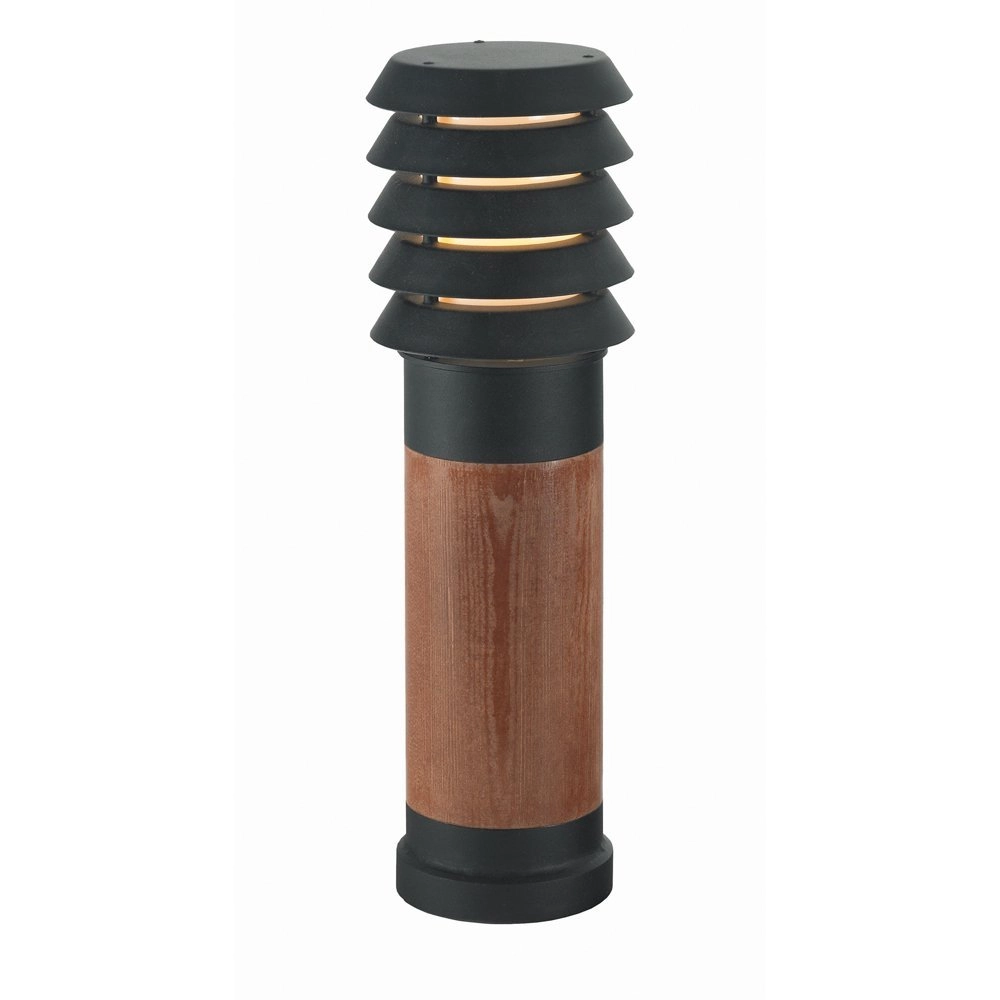 Landelijke terraslamp Selhalm 49cm zwart met hout