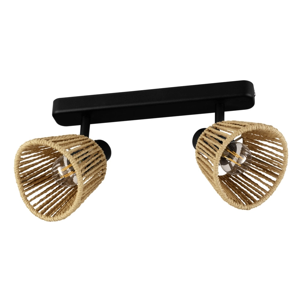 Plafondlamp Keelby rotan 2-lichts